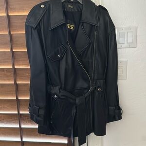 BLACK LEATHER DANIER LAMBSKIN COAT/ jacket